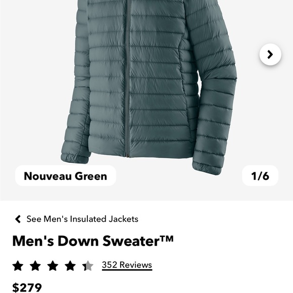 Patagonia Men’s Down Sweater Large Nouveau Green - Picture 4 of 4